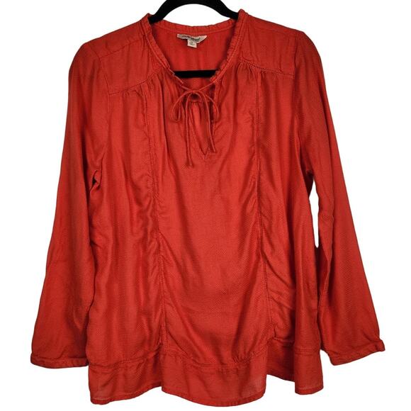 🌼Lucky Brand Womens Top Size Medium V Neck Tie Front Long Sleeve🌼 - Picture 5 of 10